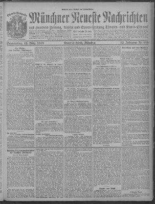 Münchner neueste Nachrichten Donnerstag 13. März 1919