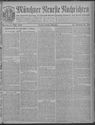 Münchner neueste Nachrichten Montag 17. März 1919