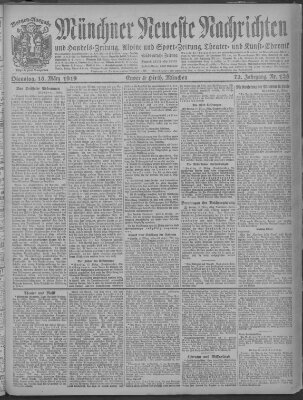 Münchner neueste Nachrichten Dienstag 18. März 1919