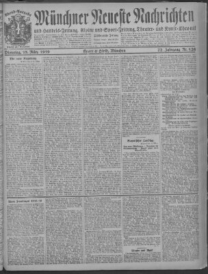 Münchner neueste Nachrichten Dienstag 18. März 1919