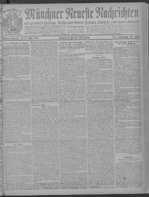 Münchner neueste Nachrichten Samstag 22. März 1919