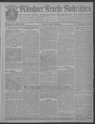 Münchner neueste Nachrichten Montag 31. März 1919