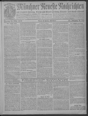 Münchner neueste Nachrichten Montag 31. März 1919