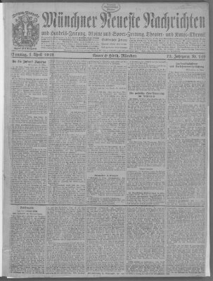 Münchner neueste Nachrichten Dienstag 1. April 1919