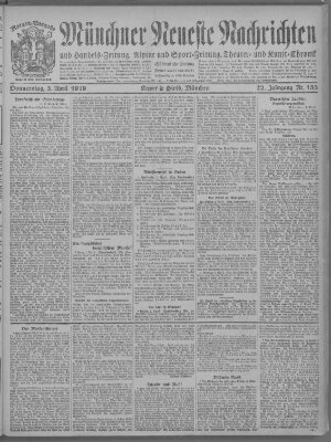 Münchner neueste Nachrichten Donnerstag 3. April 1919