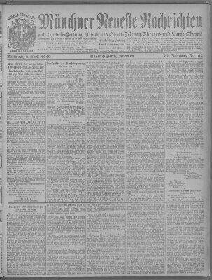 Münchner neueste Nachrichten Mittwoch 9. April 1919