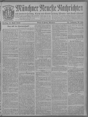 Münchner neueste Nachrichten Freitag 11. April 1919