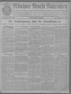 Münchner neueste Nachrichten Freitag 9. Mai 1919