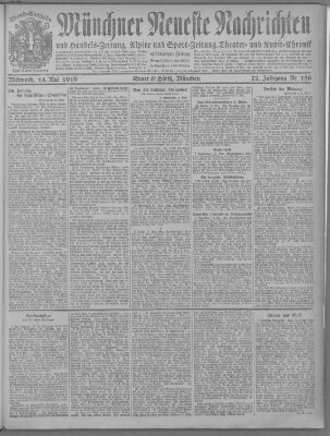 Münchner neueste Nachrichten Mittwoch 14. Mai 1919