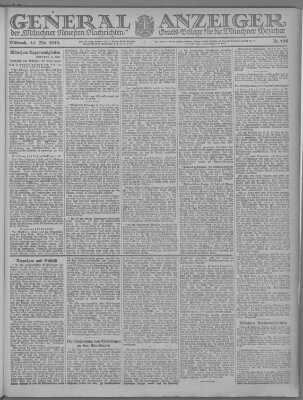 Münchner neueste Nachrichten Mittwoch 14. Mai 1919