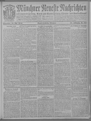 Münchner neueste Nachrichten Dienstag 20. Mai 1919