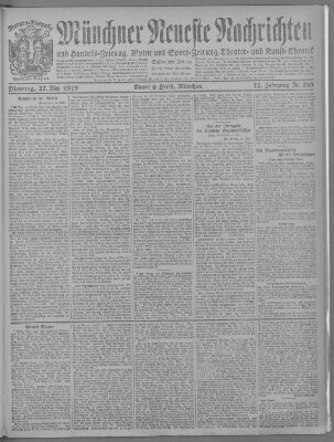 Münchner neueste Nachrichten Dienstag 27. Mai 1919