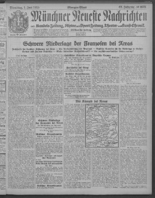 Münchner neueste Nachrichten Dienstag 1. Juni 1915