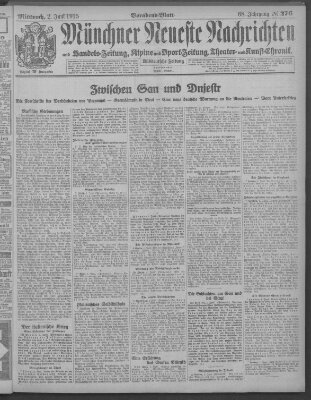 Münchner neueste Nachrichten Mittwoch 2. Juni 1915