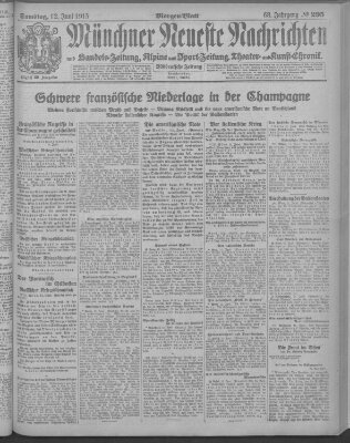 Münchner neueste Nachrichten Samstag 12. Juni 1915