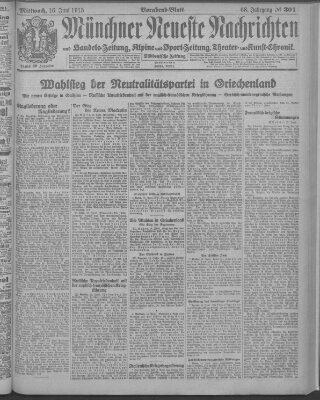 Münchner neueste Nachrichten Mittwoch 16. Juni 1915