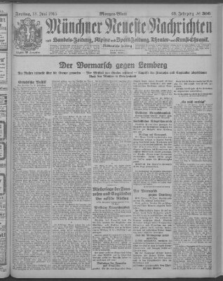 Münchner neueste Nachrichten Freitag 18. Juni 1915