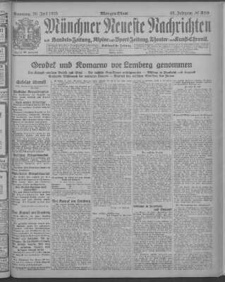 Münchner neueste Nachrichten Sonntag 20. Juni 1915