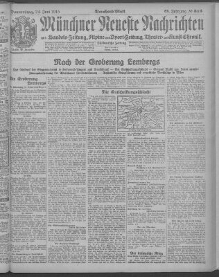 Münchner neueste Nachrichten Donnerstag 24. Juni 1915