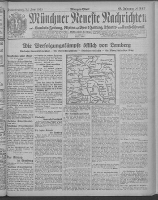 Münchner neueste Nachrichten Donnerstag 24. Juni 1915