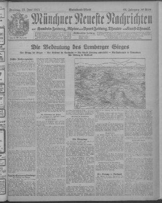 Münchner neueste Nachrichten Freitag 25. Juni 1915