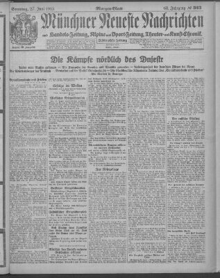 Münchner neueste Nachrichten Sonntag 27. Juni 1915