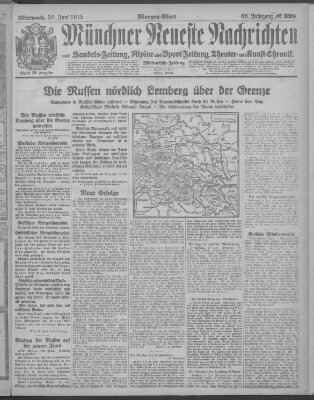 Münchner neueste Nachrichten Mittwoch 30. Juni 1915