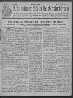 Münchner neueste Nachrichten Samstag 2. Oktober 1915