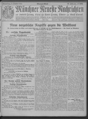 Münchner neueste Nachrichten Samstag 2. Oktober 1915