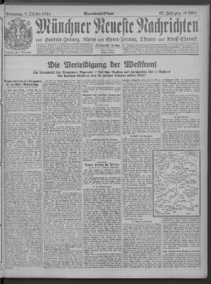 Münchner neueste Nachrichten Sonntag 3. Oktober 1915