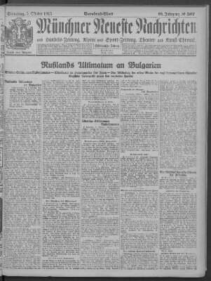 Münchner neueste Nachrichten Dienstag 5. Oktober 1915