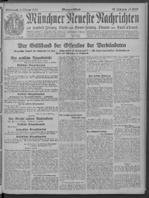 Münchner neueste Nachrichten Mittwoch 6. Oktober 1915