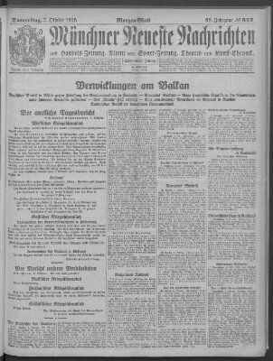 Münchner neueste Nachrichten Donnerstag 7. Oktober 1915