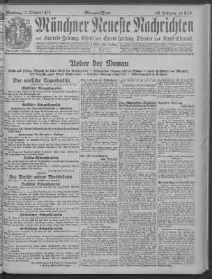 Münchner neueste Nachrichten Montag 11. Oktober 1915