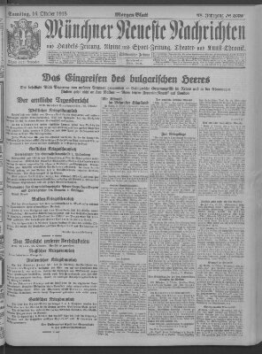 Münchner neueste Nachrichten Samstag 16. Oktober 1915