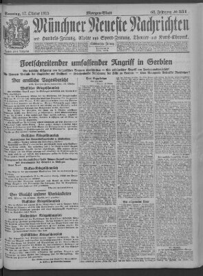 Münchner neueste Nachrichten Sonntag 17. Oktober 1915