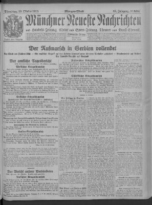 Münchner neueste Nachrichten Dienstag 19. Oktober 1915