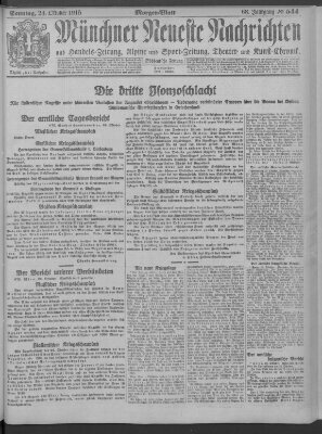 Münchner neueste Nachrichten Sonntag 24. Oktober 1915