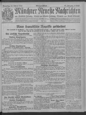 Münchner neueste Nachrichten Dienstag 26. Oktober 1915