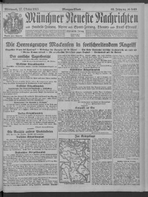 Münchner neueste Nachrichten Mittwoch 27. Oktober 1915