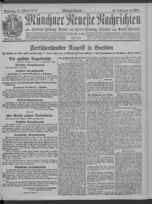 Münchner neueste Nachrichten Sonntag 31. Oktober 1915