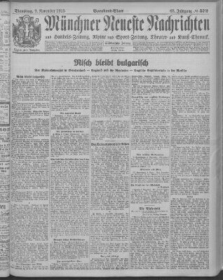 Münchner neueste Nachrichten Dienstag 9. November 1915