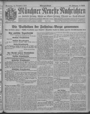 Münchner neueste Nachrichten Sonntag 14. November 1915