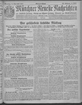 Münchner neueste Nachrichten Montag 15. November 1915