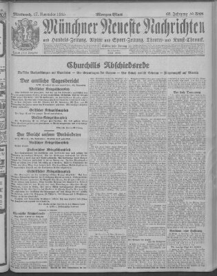 Münchner neueste Nachrichten Mittwoch 17. November 1915