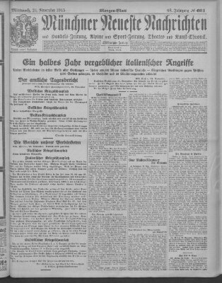 Münchner neueste Nachrichten Mittwoch 24. November 1915