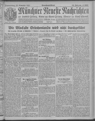 Münchner neueste Nachrichten Donnerstag 25. November 1915