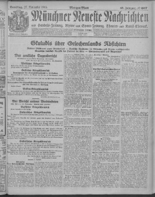 Münchner neueste Nachrichten Samstag 27. November 1915