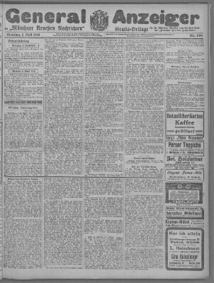 Münchner neueste Nachrichten Sonntag 2. April 1916