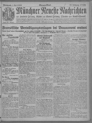 Münchner neueste Nachrichten Mittwoch 5. April 1916